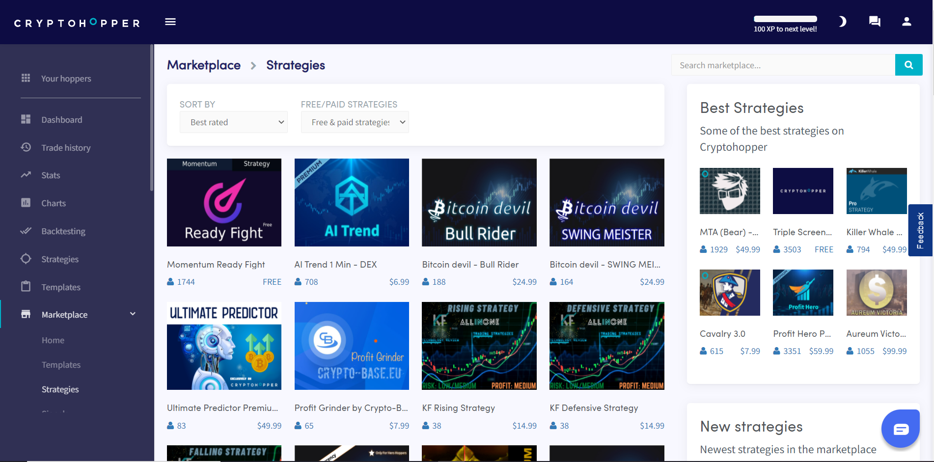 cryptohopper marketplace strategies
