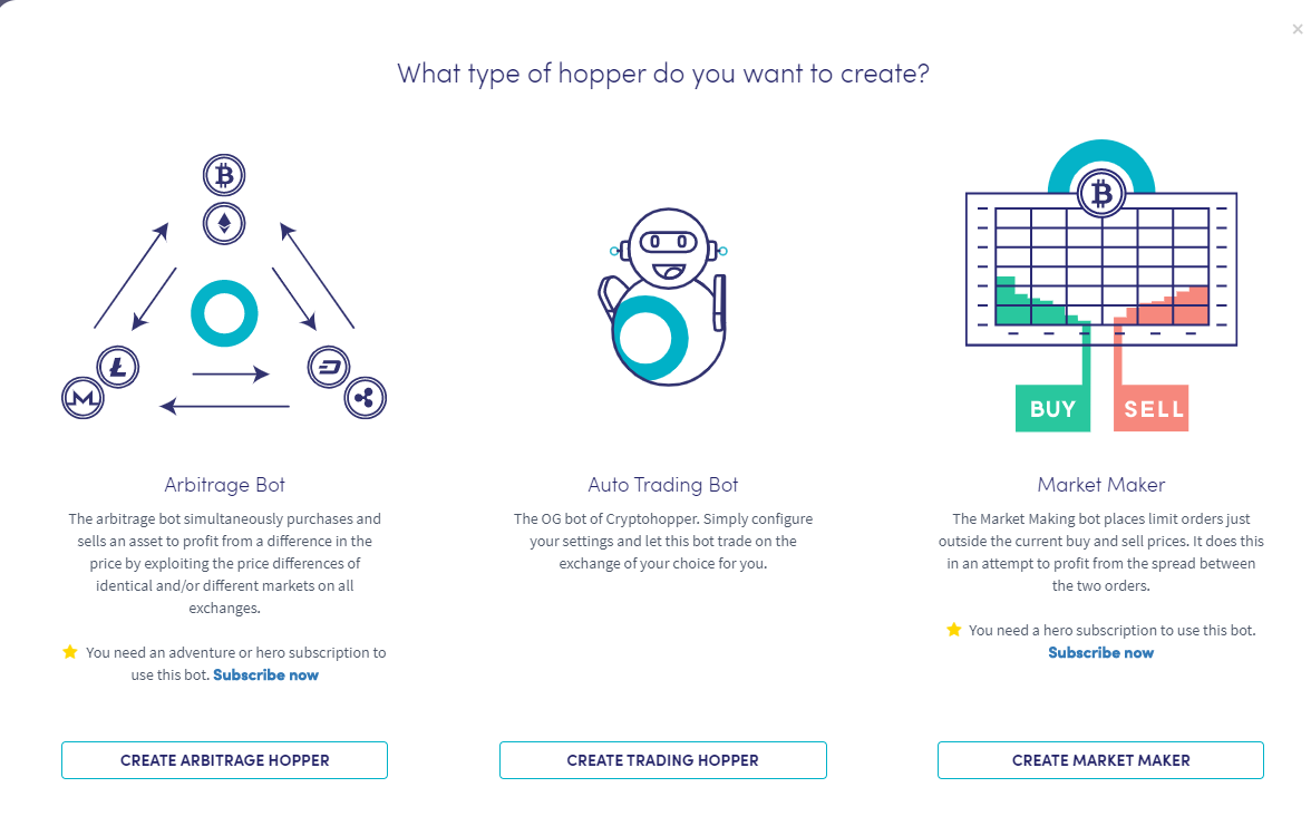 pick which cryptohopper bot you want to use
