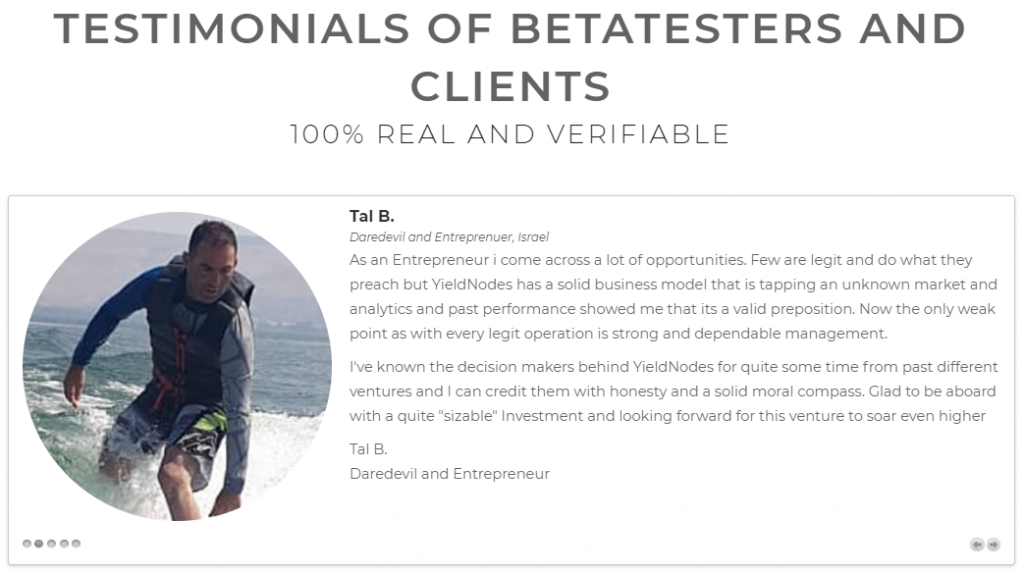 yieldnodes has great customer testimonials