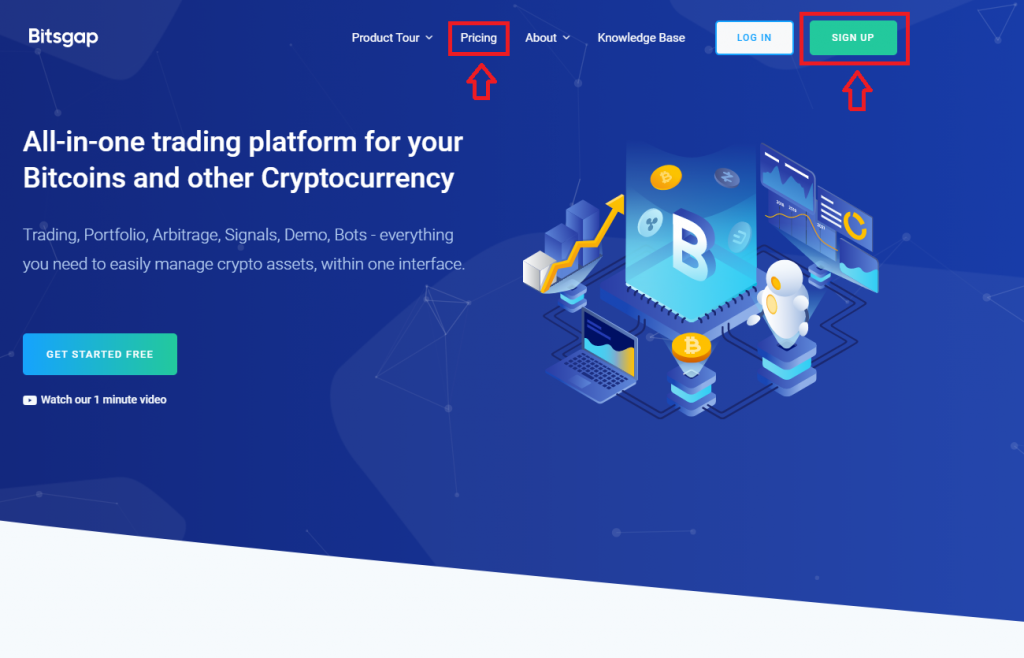 bitsgap front page of website