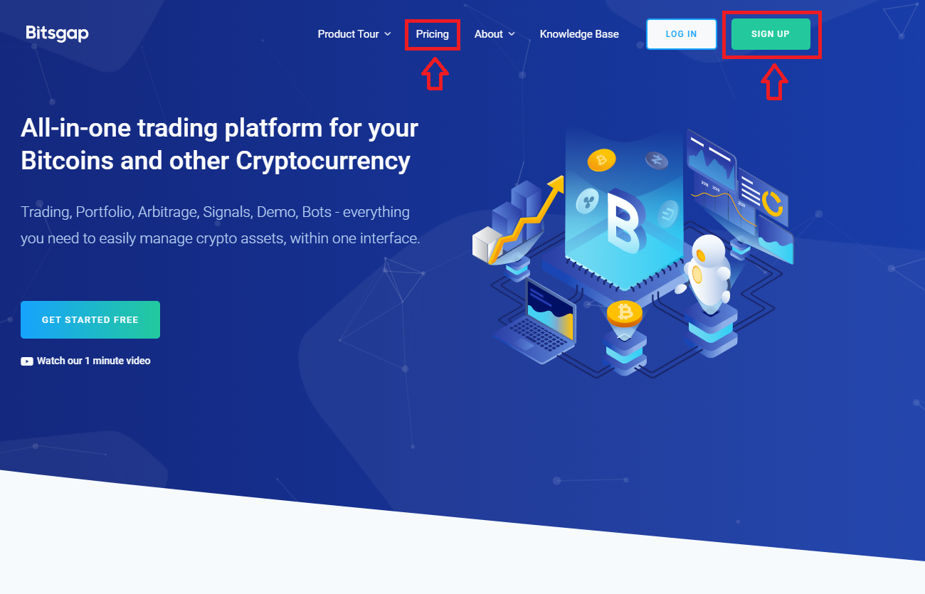 bitsgap front page of website